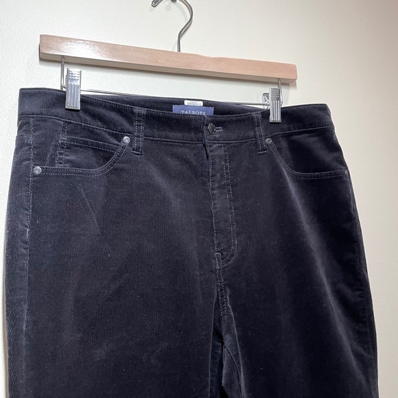 Talbots Pants Size 10  Womens Black Corduroy Stretch High Waist Straight Leg - Picture 3 of 13